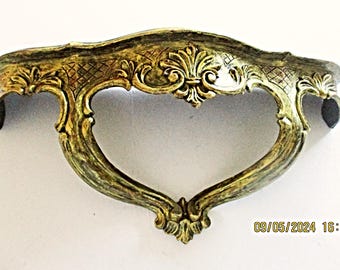 French Baroque Medium Wall Shelf Upcycled in Gold with Dark Brown to Black Undercoat, Ornate Design, Gold Wall Decor, Mediterranean Decor
