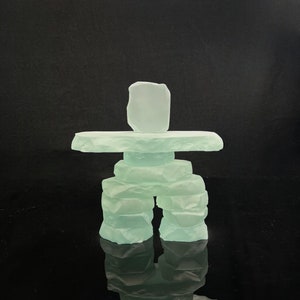 7.5"  Frosted Glass Inukshuk