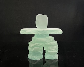 7.5in Frosted Glass Inukshuk