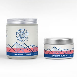 Cardigan Climate Soy Candle - 6oz tin or 8oz glass jar