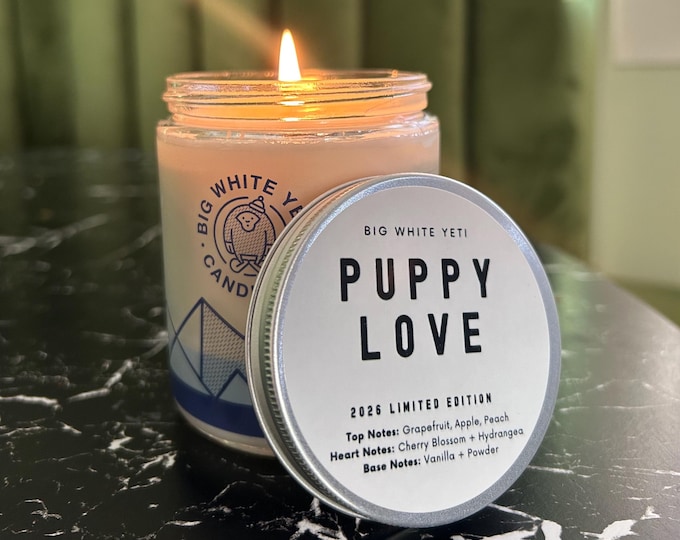 Puppy Love - 8oz Clear Jar Soy Candle - Limited Edition