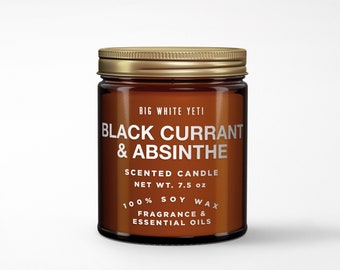 Black Currant + Absinthe Soy Candle- 8oz Amber Jar