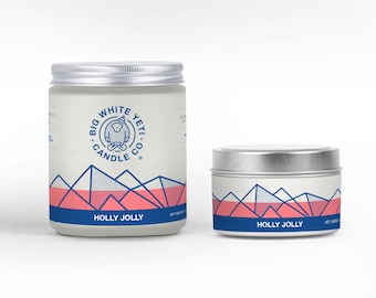 Holly Jolly Soy Candle - 6oz tin or 8oz glass jar