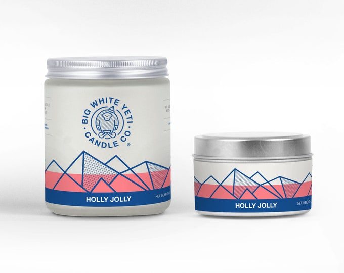 Holly Jolly Soy Candle - 6oz tin or 8oz glass jar