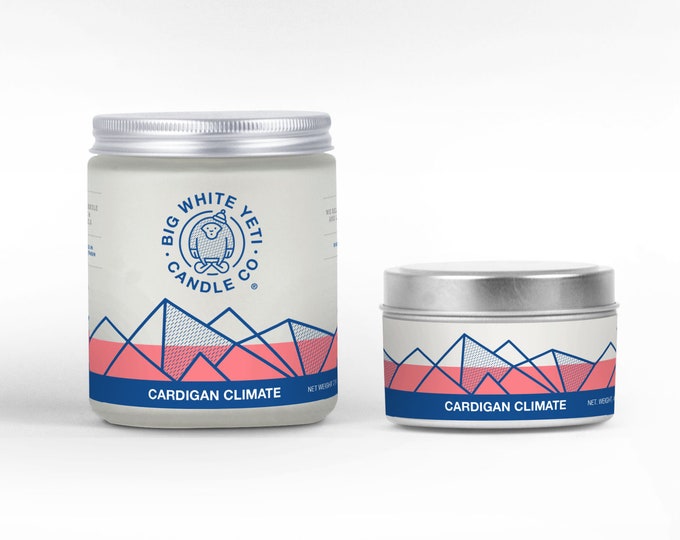 Cardigan Climate Soy Candle - 6oz tin or 8oz frosted glass jar
