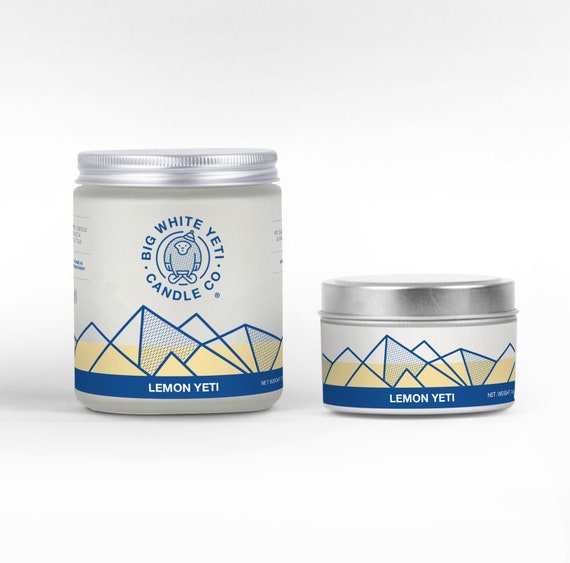 Lemon Yeti Soy Candle 6oz Tin or 8oz Frosted Glass Jar 