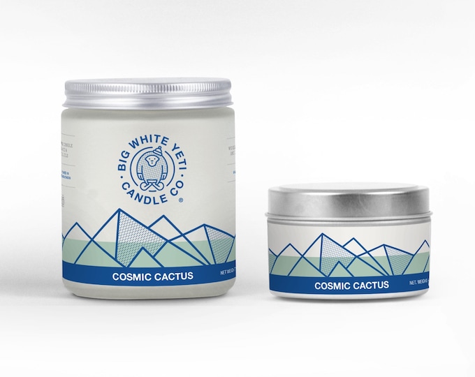 Cosmic Cactus Soy Candle - 6oz tin or 8oz frosted glass jar