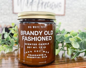 Brandy Old Fashioned Soy Candle- 8oz Amber Jar