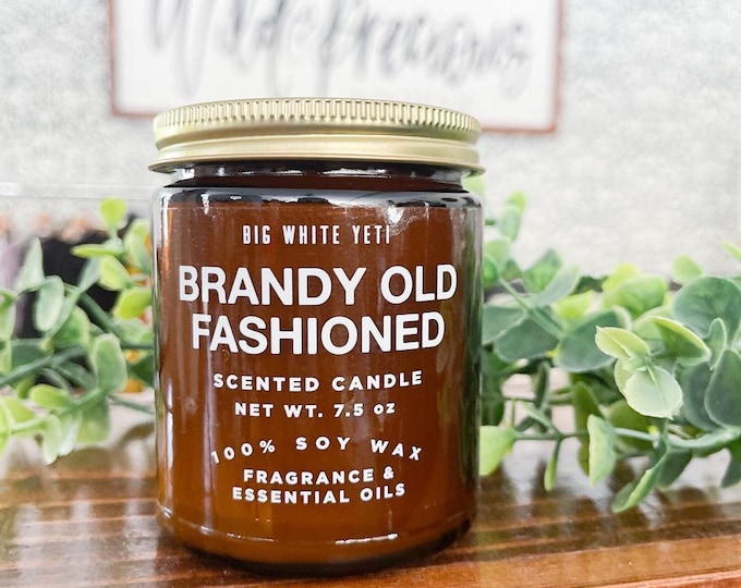 Brandy Old Fashioned Soy Candle- 8oz Amber Jar