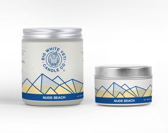 Nude Beach Soy Candle - 6oz tin or 8oz glass jar