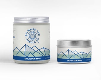 Mountain Man Soy Candle - 6oz tin or 8oz frosted glass jar