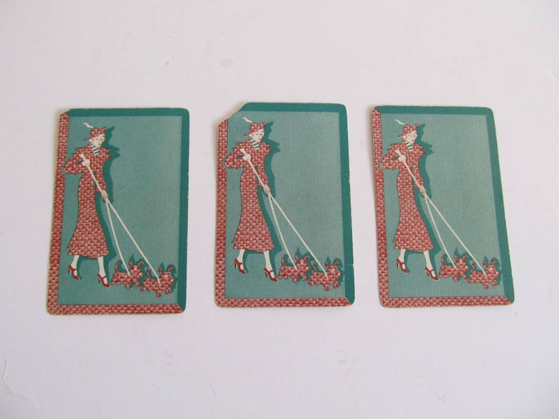 Paper Decor Scrapbooking Vintage Playing Cards Scottie Dogs Paper Playing Cards Scrapbooking Paper Ephemera Dog Cards Dog Playing Cards