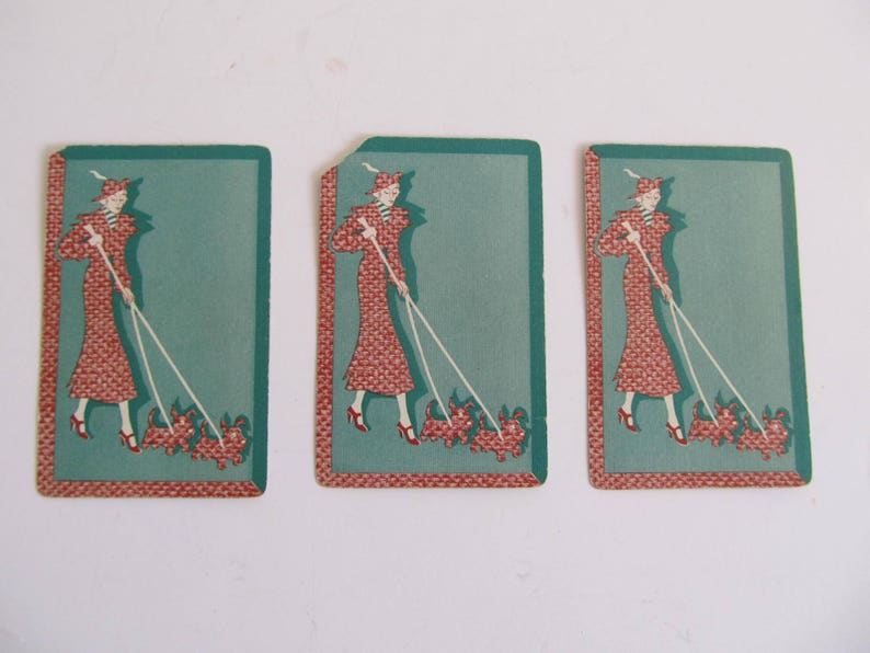 Paper Decor Scrapbooking Vintage Playing Cards Scottie Dogs Paper Playing Cards Scrapbooking Paper Ephemera Dog Cards Dog Playing Cards