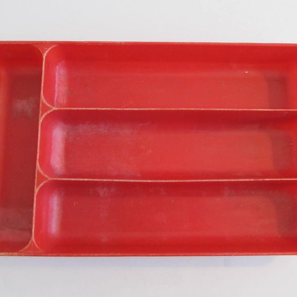 Vintage Silverware Trays, RVs, Vintage RVs, Camping, Glamping, Travel Trailers, Red Utensil Holders, Utensil Trays, Utensils, Red Trays