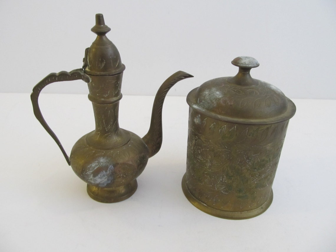 Brass Tea Set Made in India Creamer and Sugar Set Brass Etsy