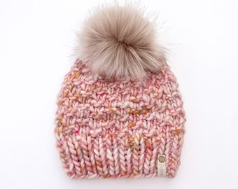 Merino Wool Knit Hat, Women’s Winter Hat, Pink Beanie, Pink Knit Hat, Knit Beanie, Pink Woman's Hat, Wool Hat
