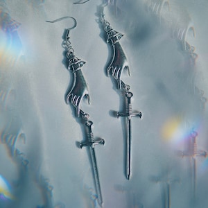 Victorian Hand and Sword Earrings