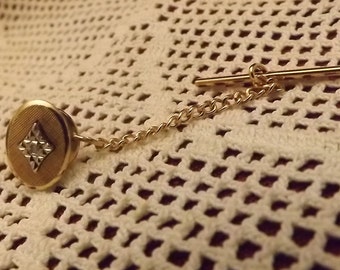 Men's Artisan Jewelry Diamond Chip Tie Tack.