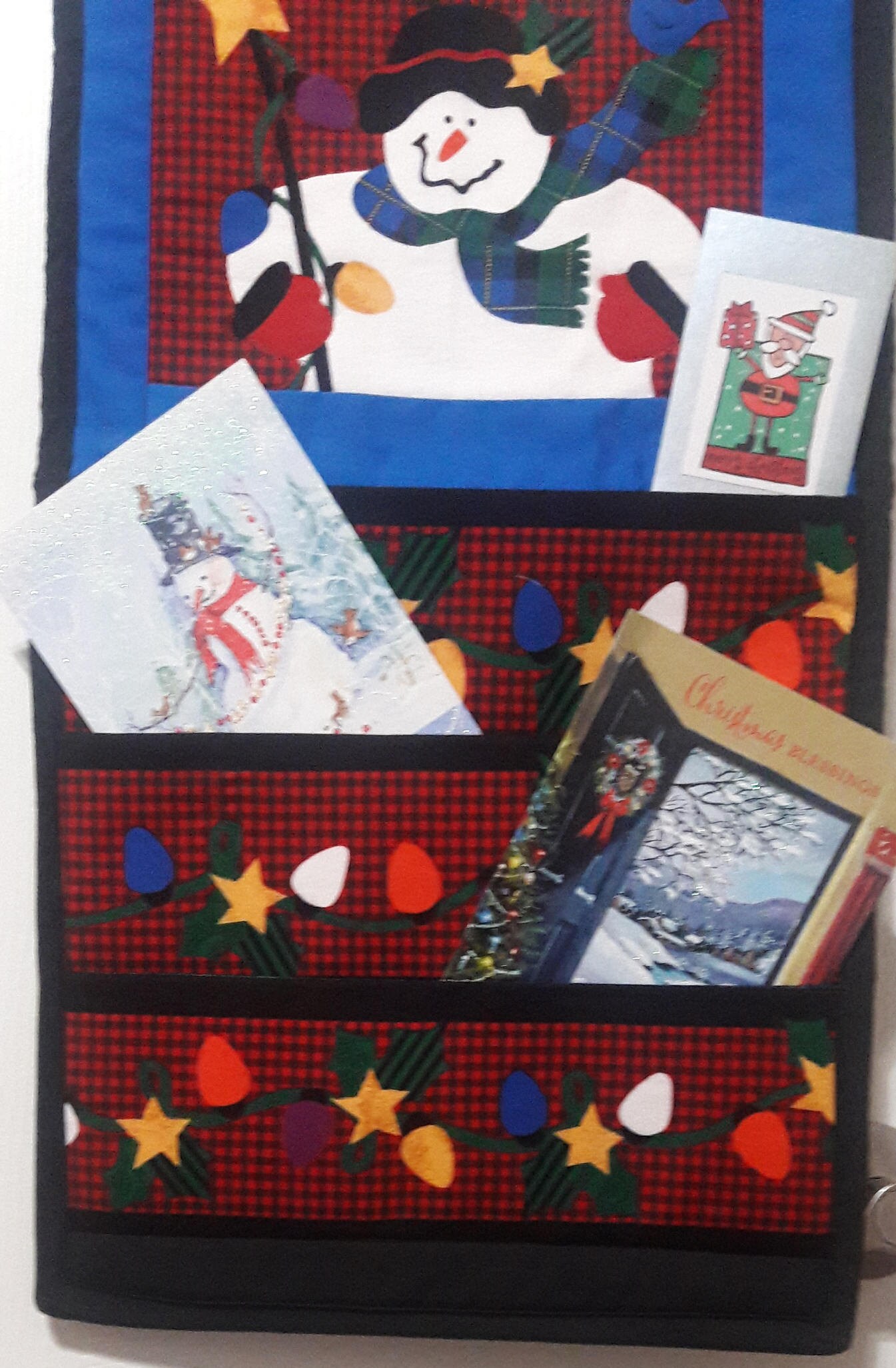 Quilted Snowman Christmas card holder Wall Hanging Decoration Etsy