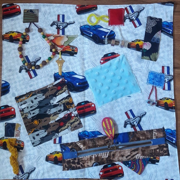 Fidget Quilt for Alzheimer Patients, Gift for Grandparent, Wheelchair Activity, Rehab Tool, Fidget Mat, Car Quilt, Activity Pad,