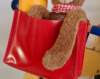 Handlebar bag, bicycle bag, handlebar bag for children, handlebar bag for impellers, handlebar bag open, handlebar bag in one colour, washable bag