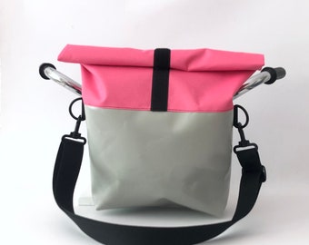 Large, waterproof handlebar bag with removable, adjustable strap