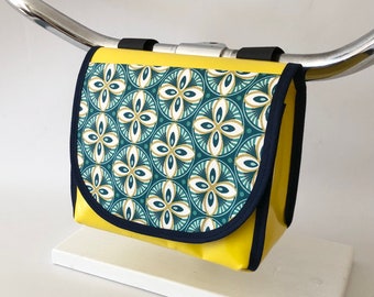 Handlebar bag for children's and adult bikes, graphic pattern, flowers