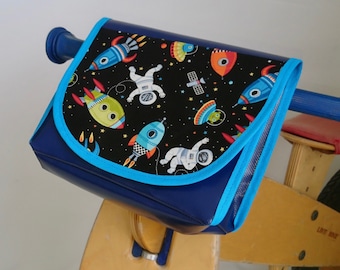 Handlebar bag, bicycle bag, handlebar bag children, handlebar bag boys, handlebar bag rockets, planets, universe