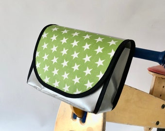 Handlebar bag, bicycle bag, stars, silver, green, waterproof handlebar bag, children's handlebar bag