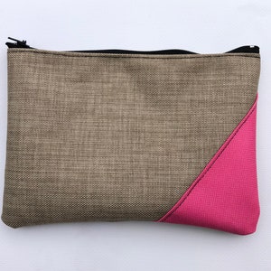 Etui, Pouch, Kosmetiktasche aus Cordura / Pink, Beige, wasserfest