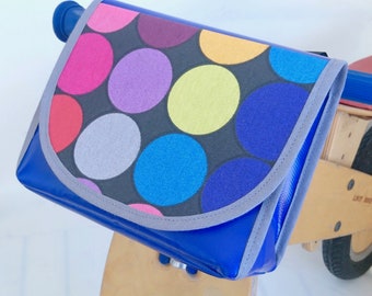 Handlebar bag, bike bag, handlebar bag colorful dots, handlebar bag waterproof, handlebar bag KInder, handlebar bag ladies, lunch bag