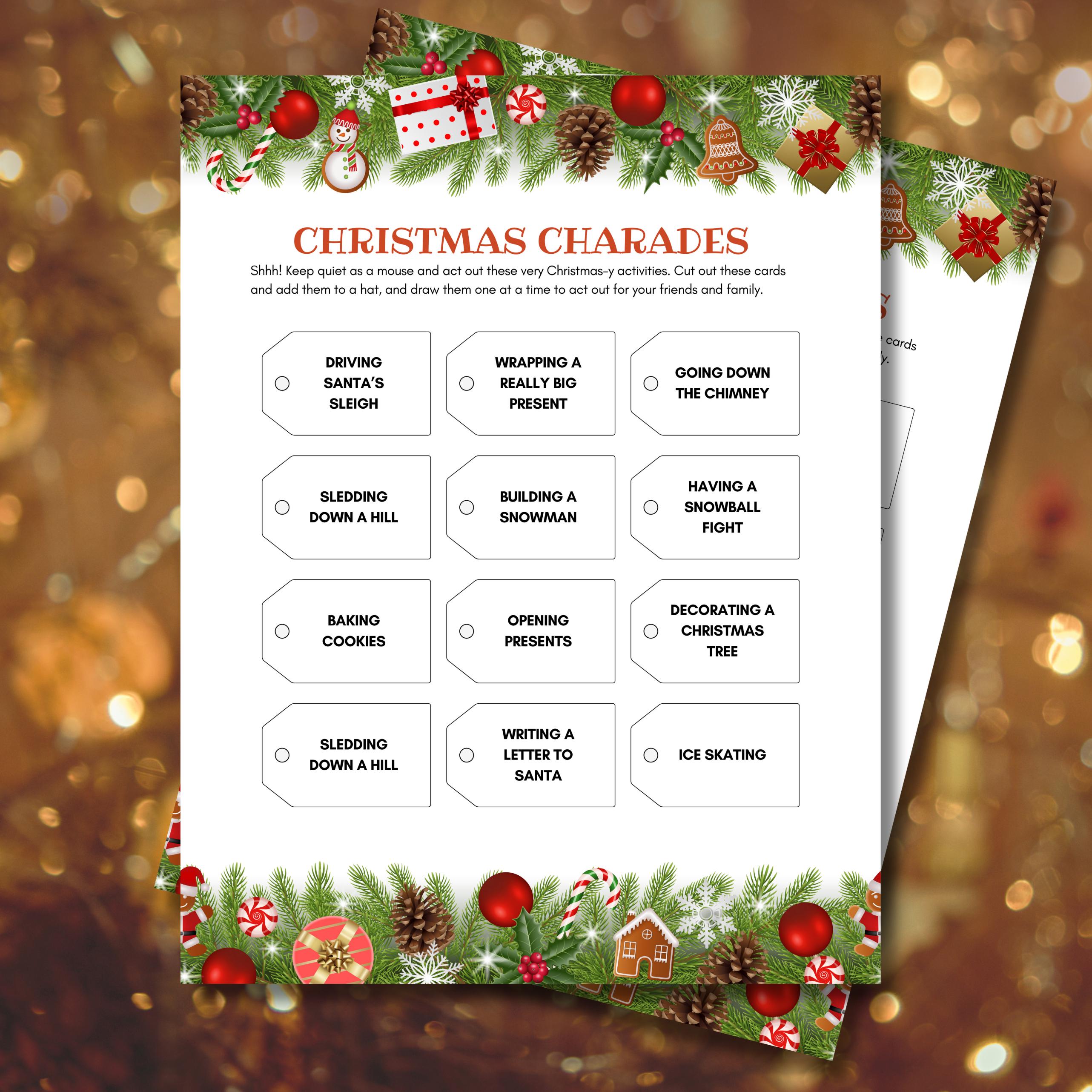 Printable Christmas Charades Game | Holiday Digital Download ...