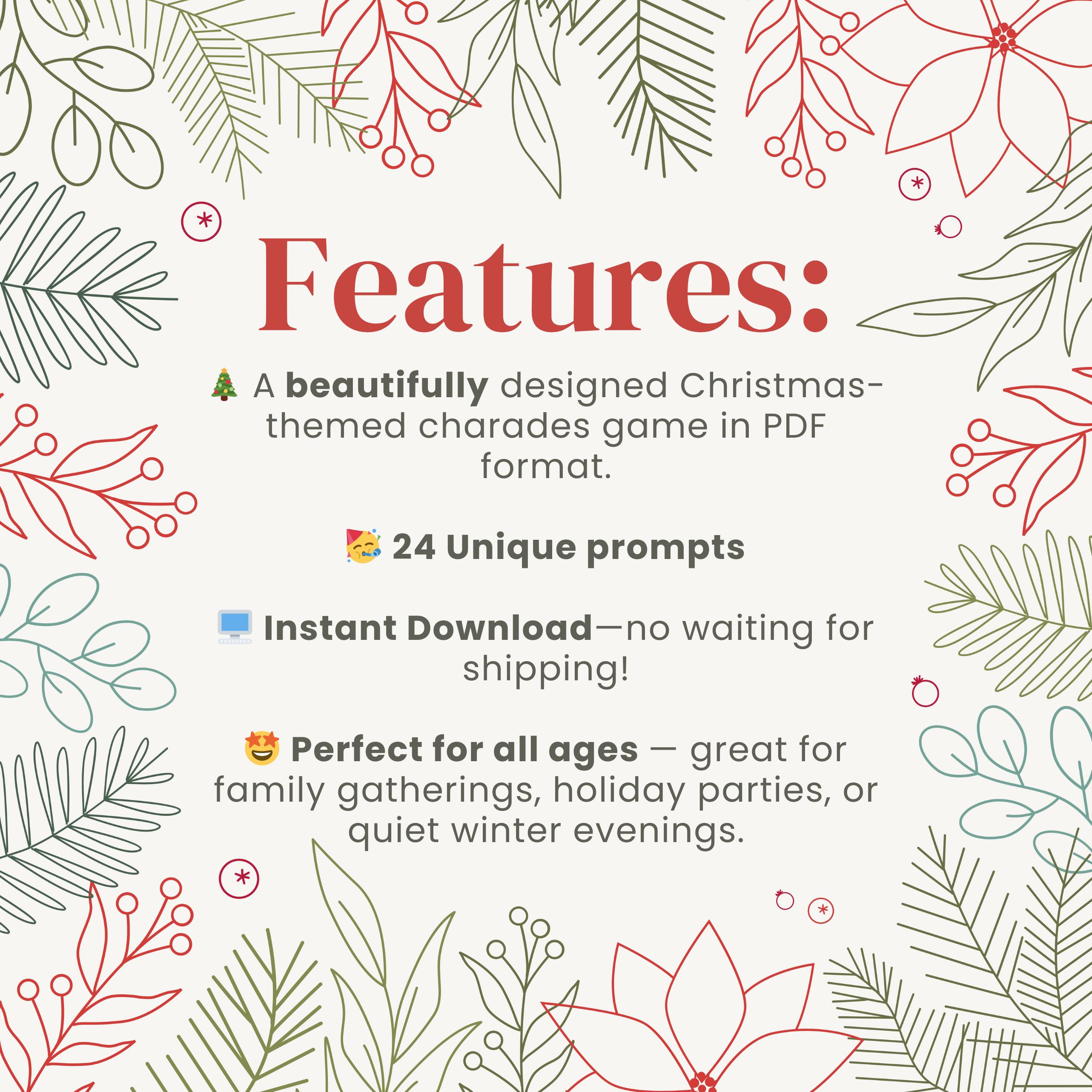Printable Christmas Charades Game | Holiday Digital Download ...
