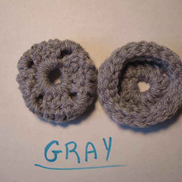 GRAY GREY Ear Muffs, Ear Pads, Ear Cookies for Phone Headset, Call Center, Hand-crochetted, NEW.