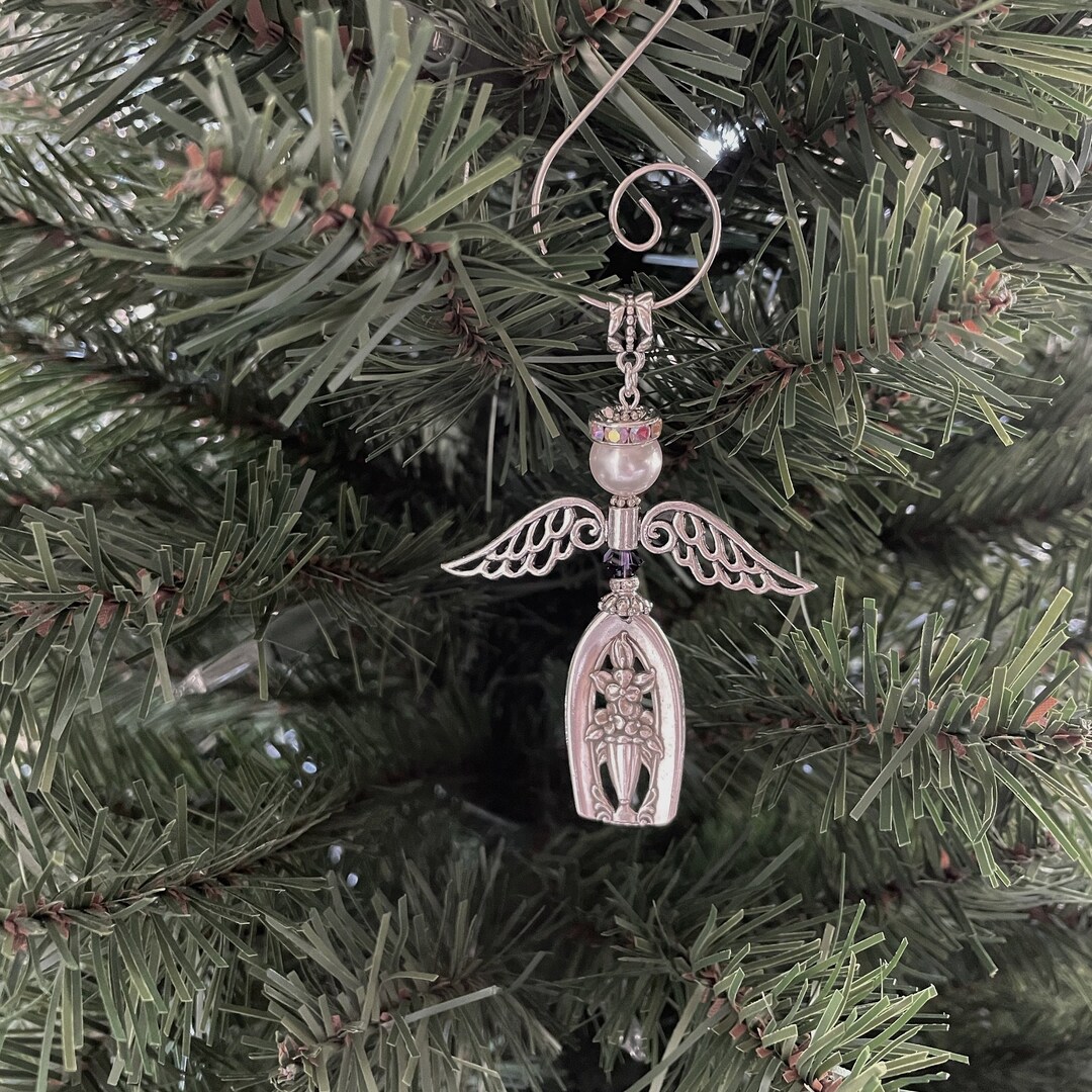 Spoon Ornament, Angel Ornament, Vintage Silverplate Spoon, Swarovski