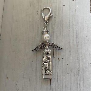Purse Charm, Vintage Spoon, Backpack Charm, Repurposed Spoon, Morning Star, Silverware, Purse Accessory, Angel, Silverplate, Floral