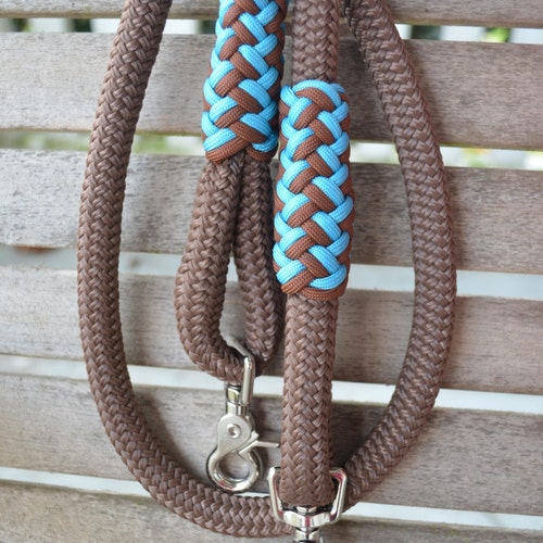 Rope Sports Reins in Brown/Beige Choice of Length Made by Natural Equipment 