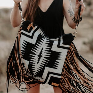 Large Western Fringe Shoulder and Crossbody Purse in Native 