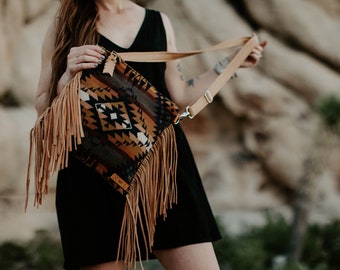 Medium Southwestern Fringe Cross Body Leather Purse, Native Fringe Purse, Rodeo Bag, Bright Summer Purse, Mercy Grey Design, Western Bag