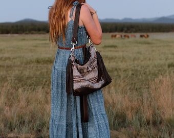 Pendleton Wool Crossbody Bag: Slouchy Leather Bottom Hobo with Fringe