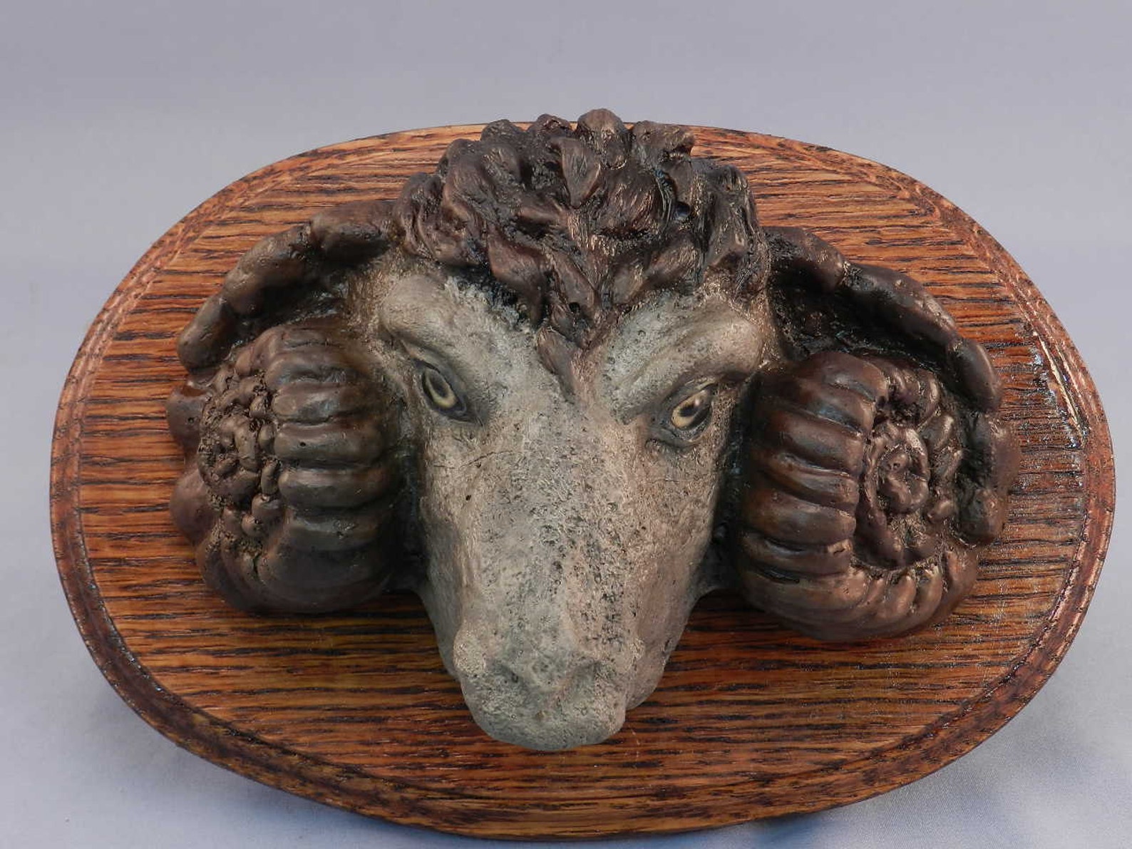 Original BRONZE Rams Head Goat Sculpture Figure Wall Hanging Plaque Hot