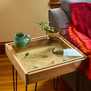 Rustic Display Table with removable glass top - 100% Made in the USA