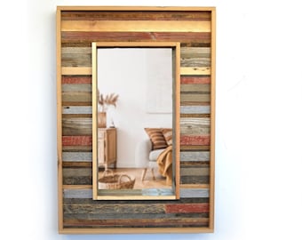 Rustic Reclaimed Barn Board Mirror 24x36&quot; - 100% Made in the USA
