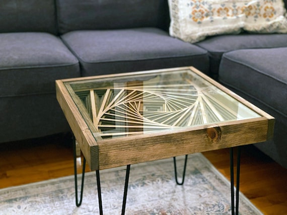 Rustic Puzzle Coffee Table With Removable Glass Top Includes 2