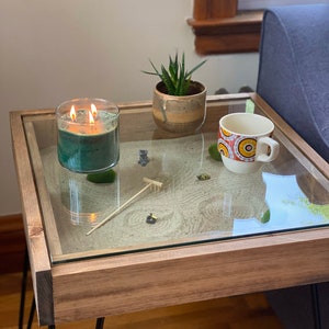 Rustic Display Table with removable glass top - 100% Made in the USA