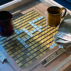 Rustic Scrabble Coffee Table with removable top letter tiles included. 100% Made in the USA image 10