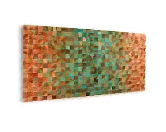 Bright Turquoise Aqua Gradient Hanging Wood Wall Art - 48"x24" - Made in the USA