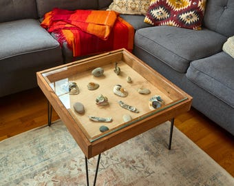 【引取限定】Glass Top Table Coaster Living Room Danville Rectangular U-shaped Glass Top Coffee