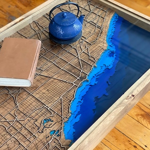 Handcrafted City Map Coffee Table - 100% Made in the USA. Choose your own city!