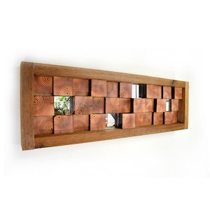 Rustic 14&quot; x 41&quot; Cedar Wood Unique Wall Mosaic Mirror - 100% Made in the USA